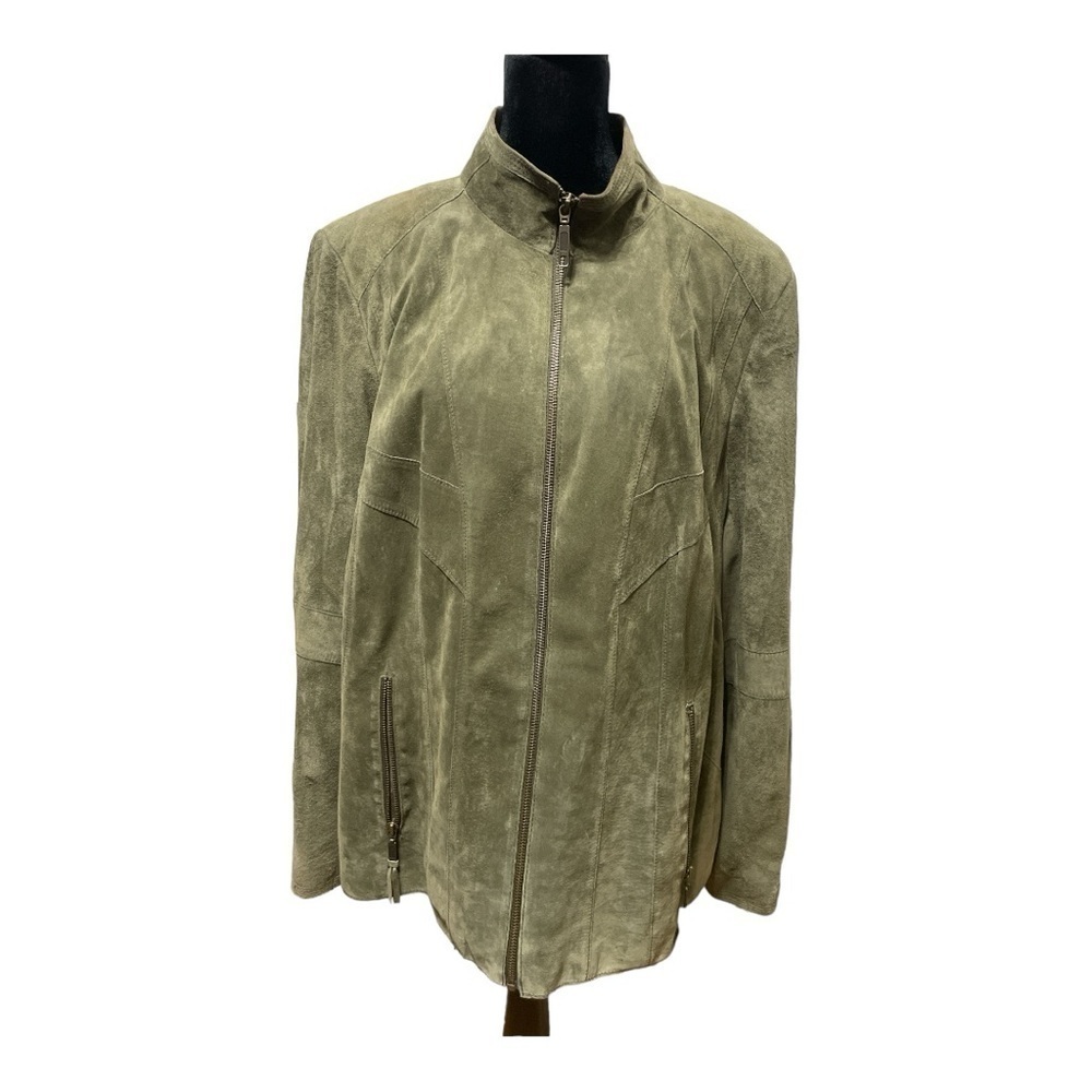 Alfani Genuine Leather Dark Olive Suede Jacket Size 2X
Fitted Dressy